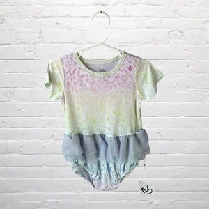 Birdie Bean // NWT Bamboo Colorful Floral Baby Romper Onesie with Tulle Skirt